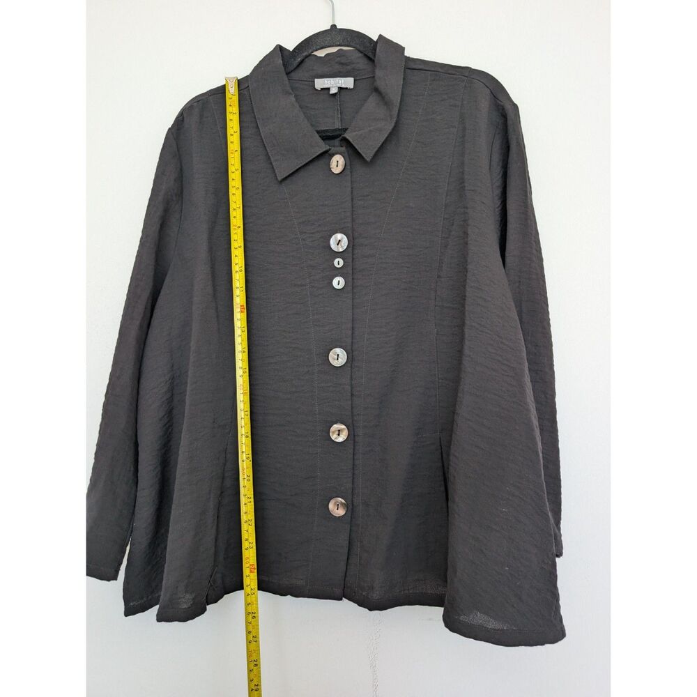 EUC Habitat Black Pleated Swing Shirt Button Up Lagenlook Sz XL Minimalist - Picture 7 of 16